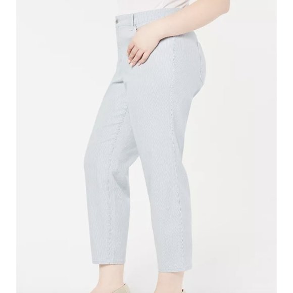 Charter Club Plus Size Railroad-Striped Skinny Ankle Jeans Sz 12 - Picture 5 of 8